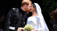 Seit Mai 2018 Mann und Frau: Prinz Harry und Meghan Markle besiegeln ihre Liebe mit einem Kuss.