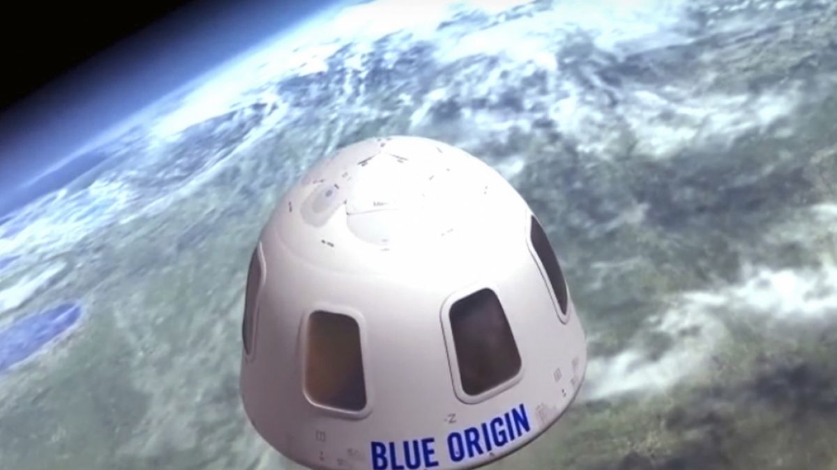 Dieses von Blue Origin zur Verfügung gestellte undatierte Bild zeigt eine Illustration der Kapsel, mit der Touristen ins All gebracht werden sollen. (Foto)