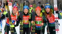 Die deutschen Biathlon-Stars Denise Herrmann (li.) und Franziska Preuß (2.v.l.) sind bei den Deutschen Biathlon-Meisterschaften 2021 in Arber mit von der Partie.