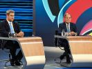 Markus Söder (l), CSU-Parteivorsitzender und Ministerpräsident von Bayern, und Armin Laschet, CDU-Kanzlerkandidat und Ministerpräsident von Nordrhein-Westfalen, sitzen bei der TV-Debatte "Wahl 2021 Schlussrunde". (Foto)