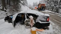 Winterwetter und Straßenglätte sorgten im Süden Deutschlands wie hier in Oberstdorf für zahlreiche Unfälle mit Verletzten.