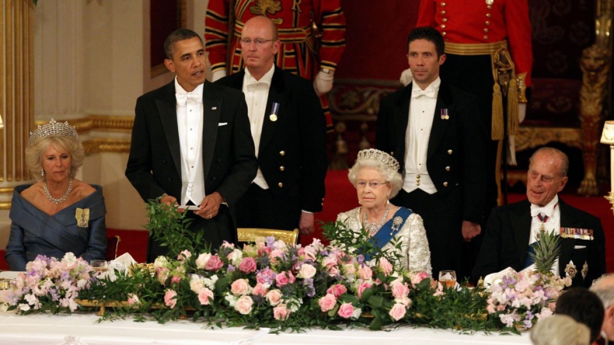 Die Queen und Prinz Philip empfingen die Obamas im Mai 2011 zu einem Staatsbankett. (Foto)