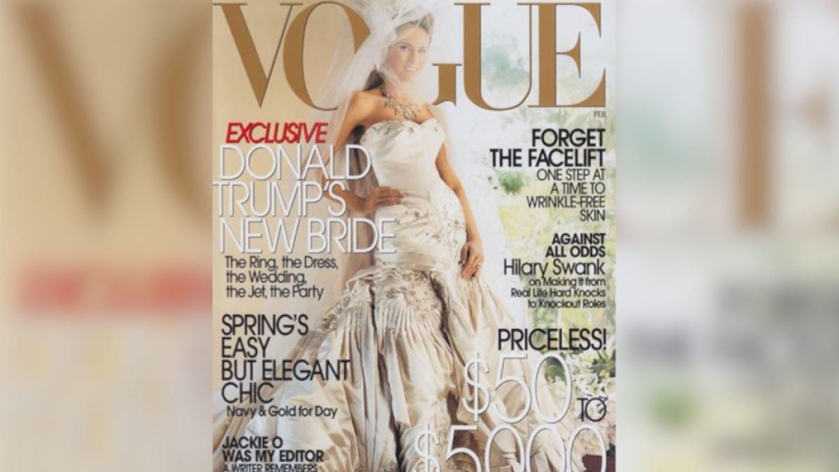 Melania Trump als "Trumps neue Braut" 2005 auf dem Cover der Februar-Ausgabe der US-amerikanischen "Vogue". (Foto)