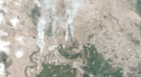 Die am 28.02.2022 von Planet Labs PBC herausgegebene Aufnahme zeigt Brände in der Nähe von Iwankiw.
