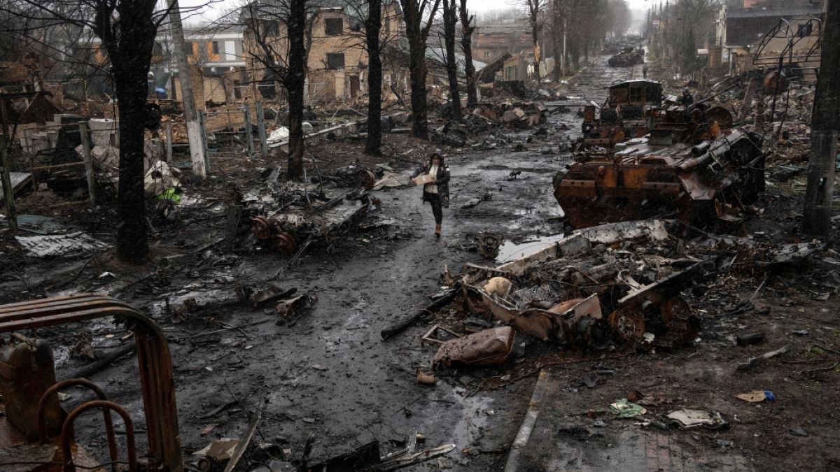 In der ukrainischen Stadt Butscha, 25 Kilometer nordwestlich der Hauptstadt Kiew, bietet sich nach dem Rückzug der russischen Armee ein Bild des Grauens. (Foto)