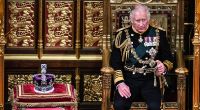 Prinz Charles von Großbritannien sitzt zur Eröffnung des Parlaments im House of Lords neben der Krone auf seinem Platz.