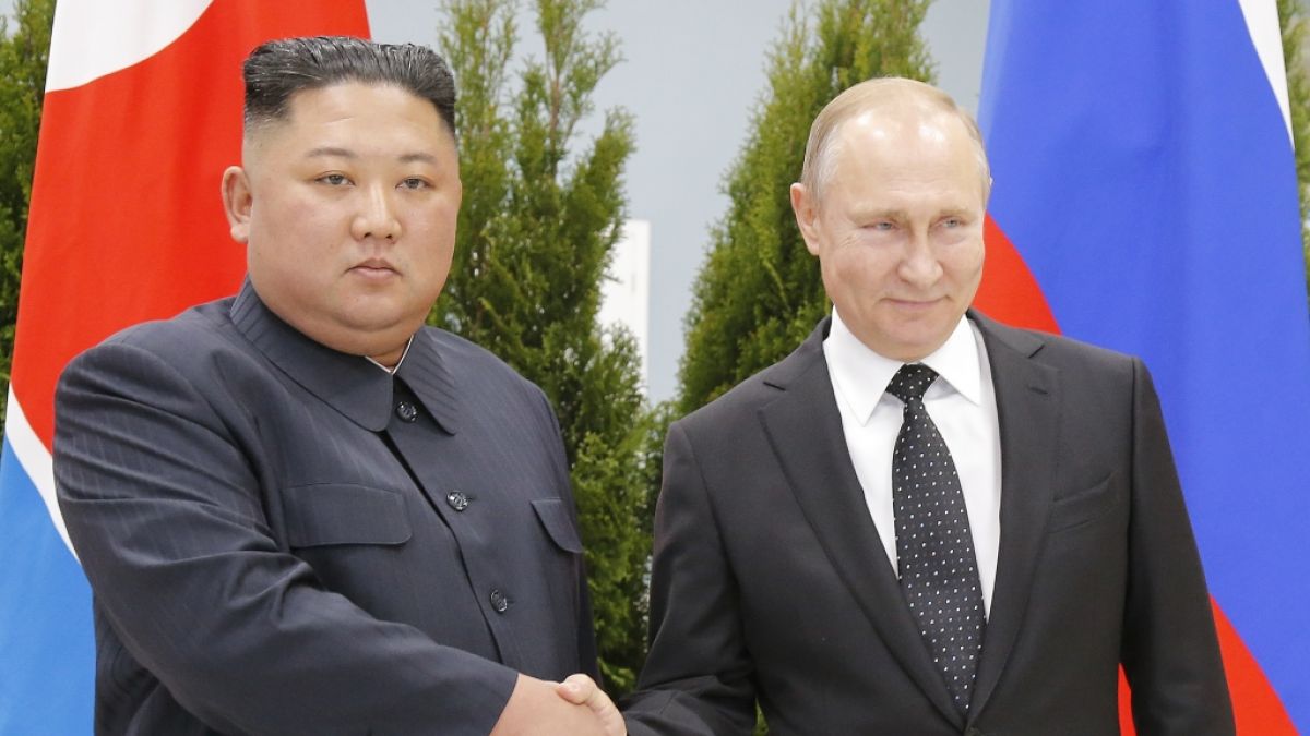 Kim Jong-un, Machthaber von Nordkorea, und Wladimir Putin, Präsident von Russland, bei einem Treffen im Jahr 2019. (Foto)