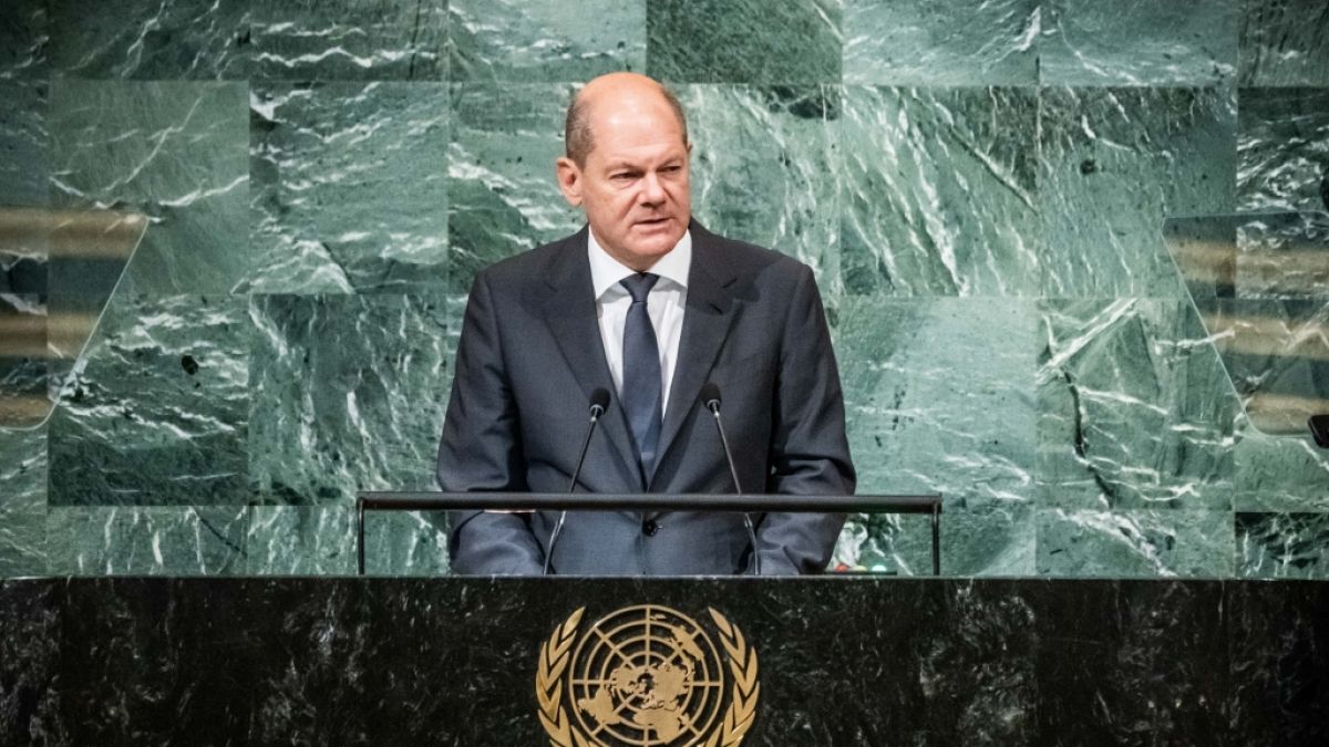 Olaf Scholz hat bei der UN-Generalversammlung Wladimir Putin "blanken Imperialismus" vorgeworfen. (Foto)