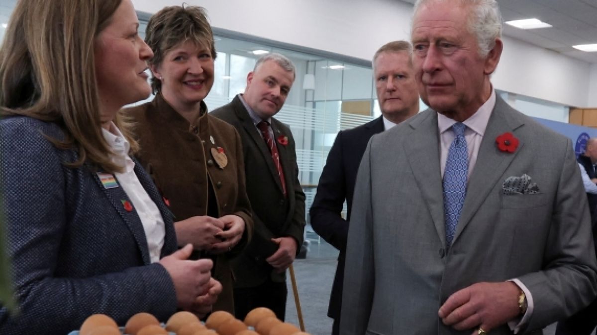 Hier lagen die Eier noch in Sichtweite von König Charles III. - wenig später wurde der Monarch jedoch bei einem Besuch in York mit den Hühnerprodukten beworfen. (Foto)