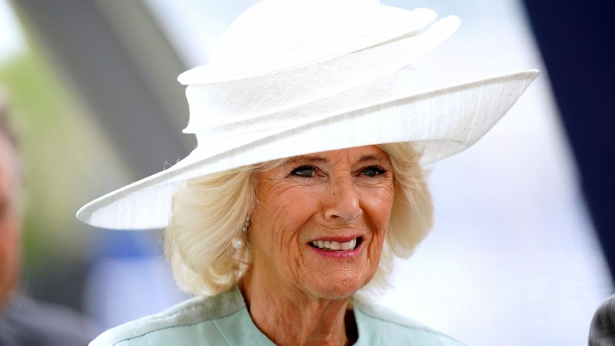 Da konnte sich Camilla ein mädchenhaftes Grinsen nicht verkneifen: Die Königsgemahlin durfte einen echten Star im Palast begrüßen. (Foto)