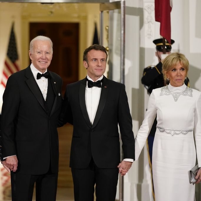 Jill Biden, Joe Biden, Emmanuel Macron und Brigitte Macron beim Staatsbankett im Weißen Haus.