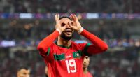 Marokkos Youssef En-Nesyri jubelt nach seinem Tor im Viertelfinale gegen Portugal.