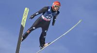 Markus Eisenbichler aus Deutschland in Aktion in der Skispring-Saison 22/23.
