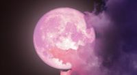 Im April strahlt ein rosa Mond am Nachthimmel.