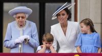 Queen Elizabeth II. mit Prinzessin Kate und ihren Kindern Prinz Louis und Prinzessin Charlotte.