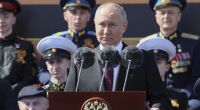 Wladimir Putin während seiner Rede auf dem Roten Platz in Moskau.