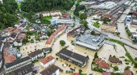 Blick auf ein überschwemmtes Gebiet in Ravne na Koroskem, rund 60 Kilometer nordöstlich von Ljubljana.