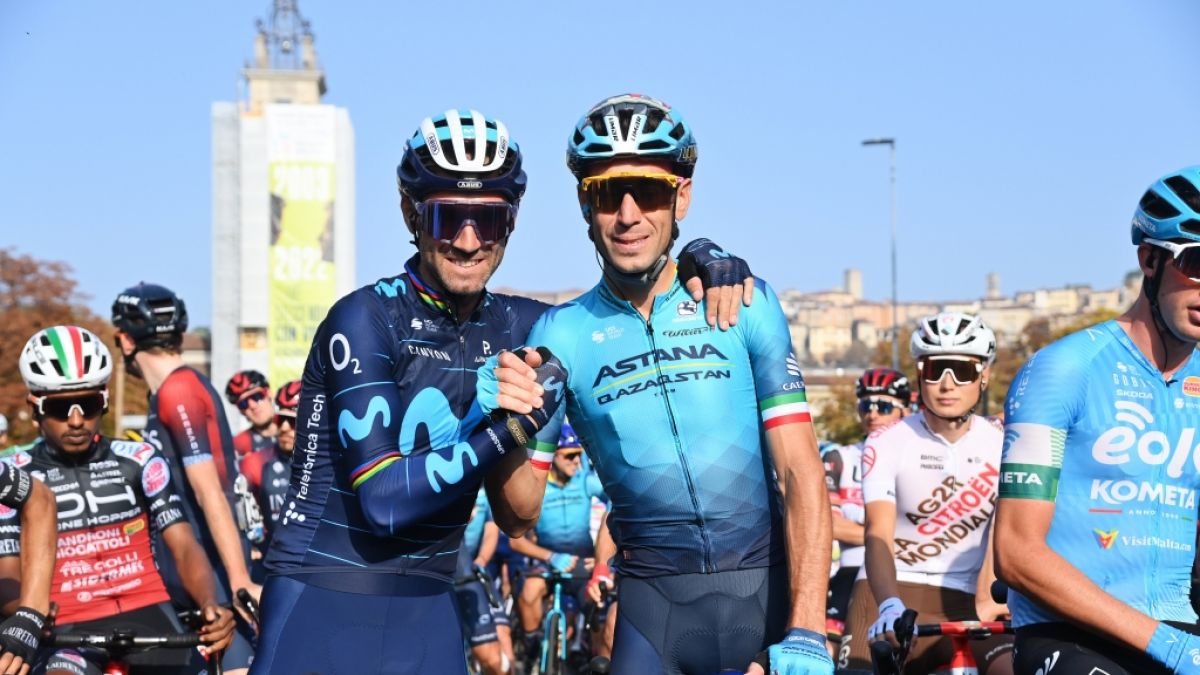 Alejandro Valverde (l.) aus Spanien und Vincenzo Nibali aus Italien stehen bei der Lombardei-Rundfahrt 2022 am Start. Wer holt sich dieses Jahr den Sieg beim Eintagesrennen? (Foto)