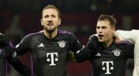 Auf wen treffen Harry Kane (links) und Joshua Kimmich vom FC Bayern München mit ihrer Mannschaft im Achtelfinale der Champions League 2023/24?