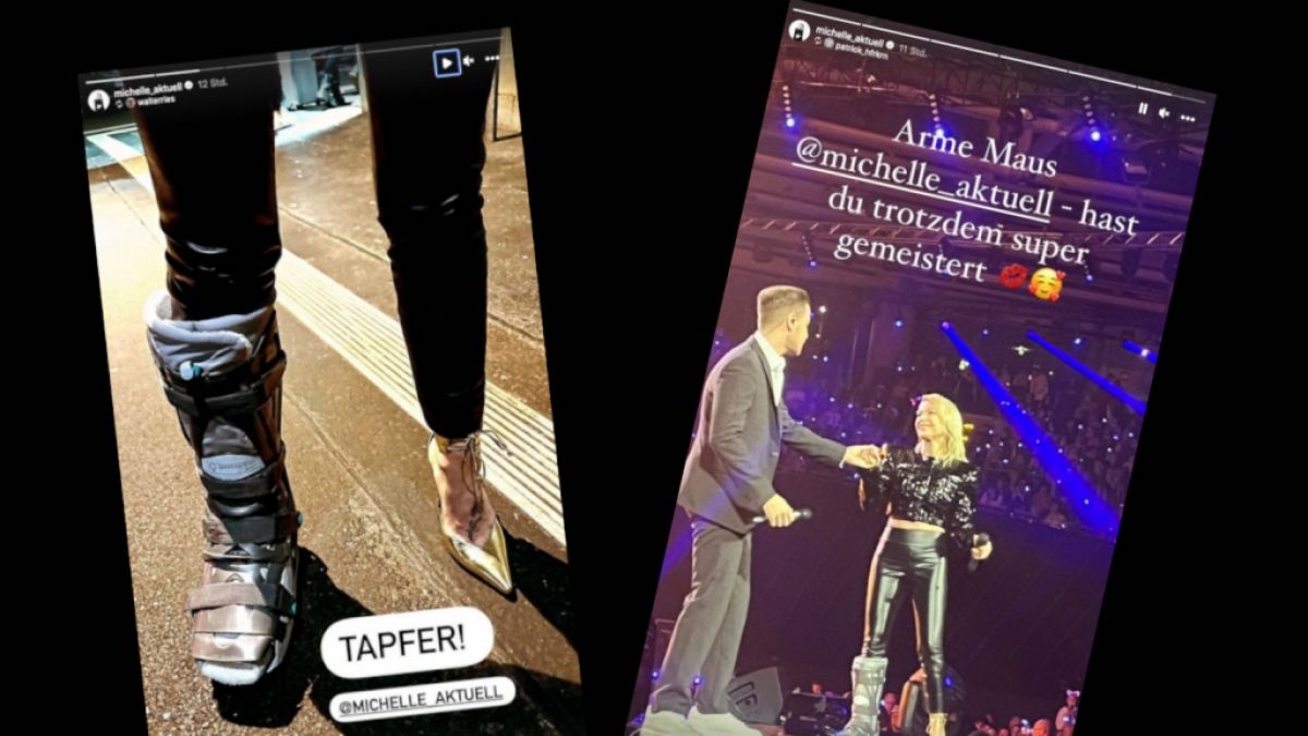 Sängerin Michelle trägt nach ihrem Schlittenunfall eine Fußorthese. (Foto)