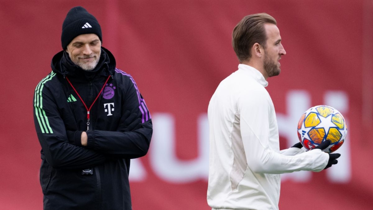 Kann Bayern-Trainer Thomas Tuchel im Champions-League-Achtelfinale gegen Lazio Rom auf Tore von seine Top-Stürmer Harry Kane (r.) hoffen? (Foto)