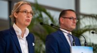 AfD-Bundesvorsitzende Alice Weidel und Tino Crupalla stürzen mit ihrer Partei in einer neuen Umfrage wieder ab.