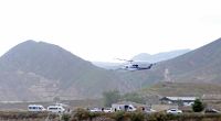 Es dürfte eines der letzten Fotos des Präsidentenhubschraubers vor dem Absturz sein: Der Helikopter mit dem iranischen Präsidenten Ebrahim Raisi an Bord hebt an der iranischen Grenze zu Aserbaidschan ab.