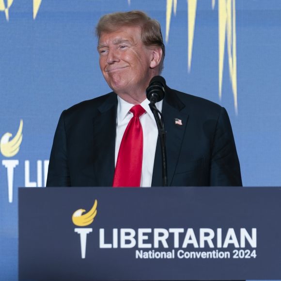 Donald Trumps Rede bei der Libertarian National Convention verlief nicht ohne Zwischenrufe.
