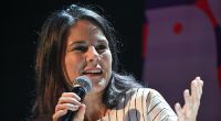Annalena Baerbock wirbt im sportlichen Outfit für die Teilnahme an der Europawahl.