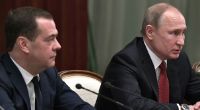 Seit Beginn des Ukraine-Krieges präsentiert sich Dmitri Medwedew (links) als strikter Gegner des Westens.