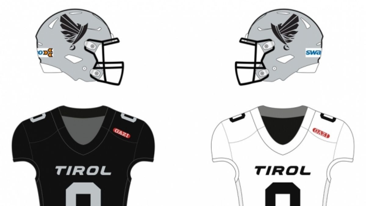 Uniform of the Raiders Tyrol football team in 2024. Uniform of the Raiders Tyrol football team in 2024. (Foto)
