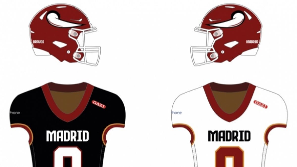 Uniform of the Madrid Bravos football team starting in 2024. Uniform of the Madrid Bravos football team starting in 2024. (Foto)