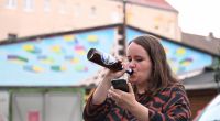 Grünen-Chefin Ricarda Lang auf der Wahlparty ihrer Partei in Dresden.