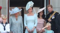 Da war die Royals-Welt noch in Ordnung: Prinz Harry und Meghan Markle neben Königin Camilla und Prinzessin Kate im Sommer 2018 auf dem Balkon des Buckingham-Palastes.