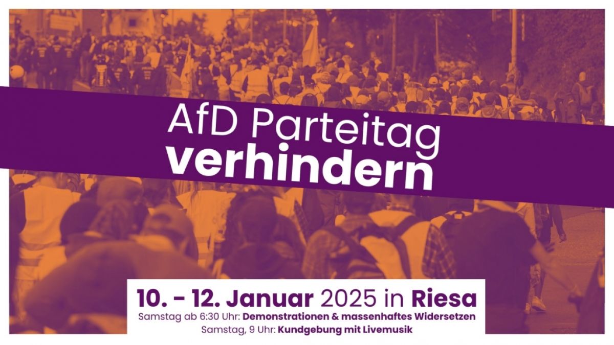 Widersetzen Protest zum AFD-Parteitag am 11.01.2025 in Riesa. Widersetzen Protest zum AFD-Parteitag am 11.01.2025 in Riesa. (Foto)