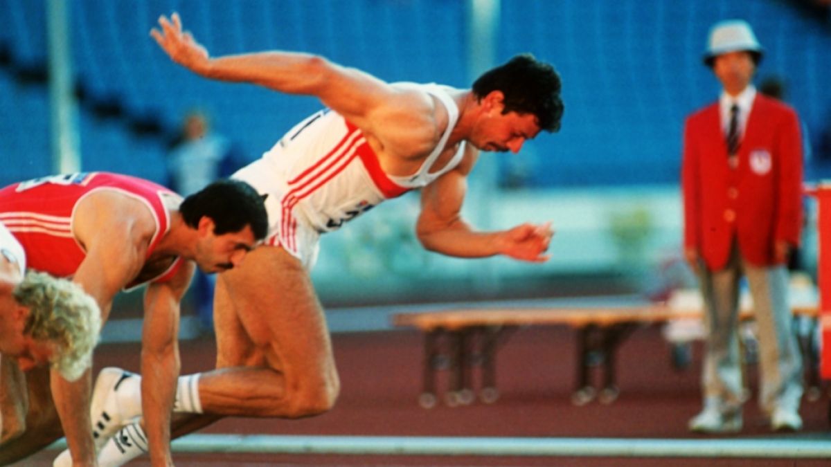 Jürgen Hingsen verursachte gleich drei Fehlstarts hintereinander und wurde damit zum Gespött der Nation. (Foto)