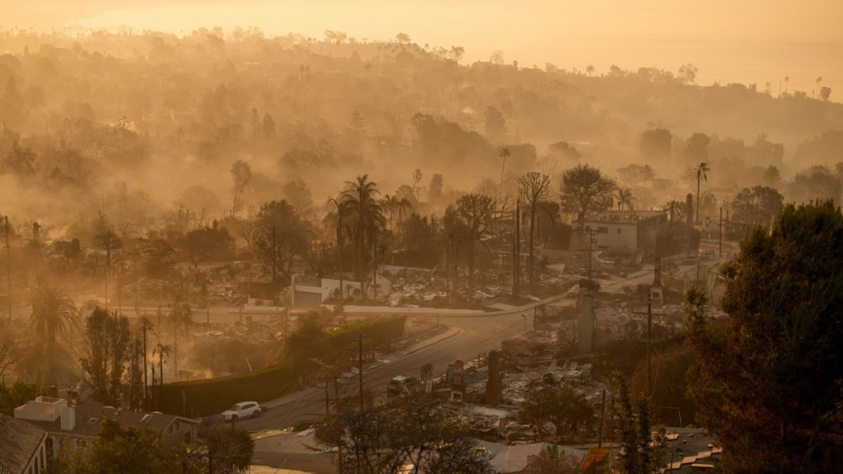 Der Stadtteil Pacific Palisades von Los Angeles wurde durch die Feuer nahezu vollständig verwüstet. Der Stadtteil Pacific Palisades von Los Angeles wurde durch die Feuer nahezu vollständig verwüstet. (Foto)