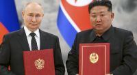 Kim Jong Un (rechts) unterstützt Wladimir Putin im Ukraine-Krieg.