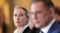 Alice Weidel und Tino Chrupalla geben nach der Abstimmung über das 