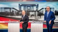 Olaf Scholz (l.) und Friedrich Merz (r.) trafen sich zum zweiten TV-Duell vor der Bundestagswahl.