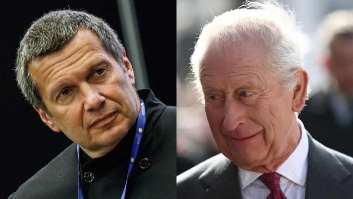 Wenn es nach Putin-Hetzern wie Wladimir Solowjow (li.) geht, wären prominente Personen wie König Charles III. willkommene Ziele für russische Atomangriffe. (Foto)