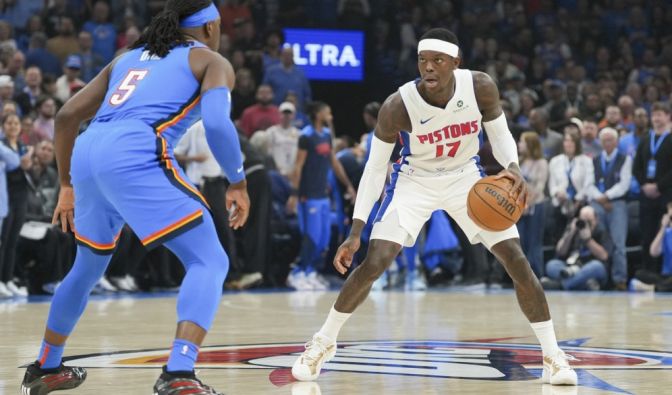 Der deutsche Dennis Schröder (17) der Detroit Pistons konzentriert sich in der NBA, am 02.04.2025. (Symbolbild)