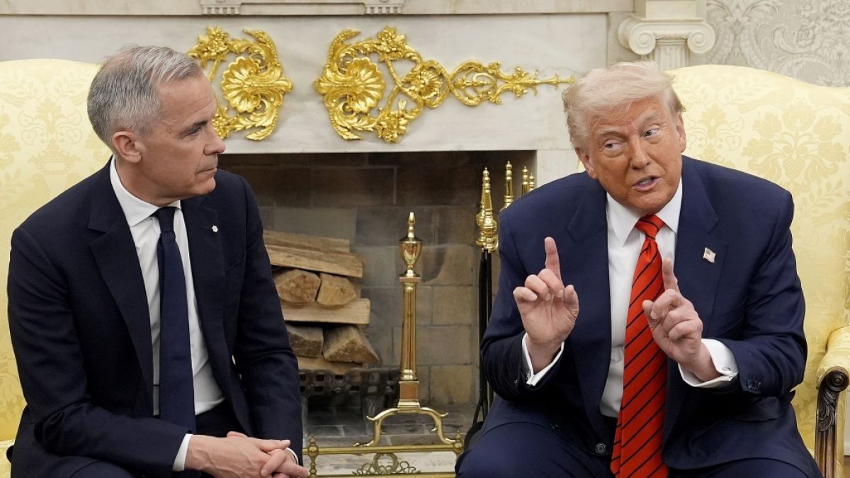 Einen Seitenhieb gegen Donald Trump (rechts) konnte sich Mark Carney nicht verkneifen. (Foto)