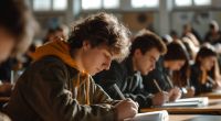 Schülerinnen und Schüler schreiben ihre Abschlussprüfung.