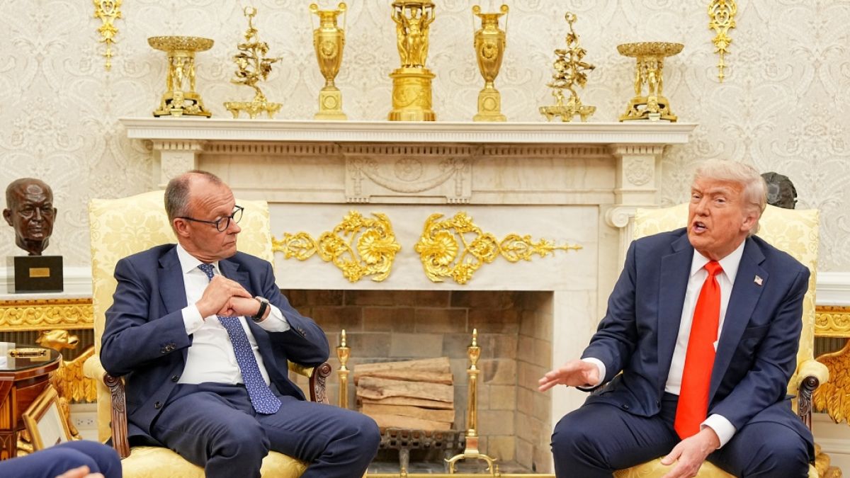 Friedrich Merz und Donald Trump: Ein bizarrer Auftritt im Oval Office. (Foto)