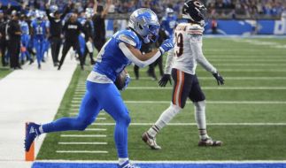 Amon-Ra St. Brown feiert einen Touchdown am 14.09.2025. (Symbolbild)