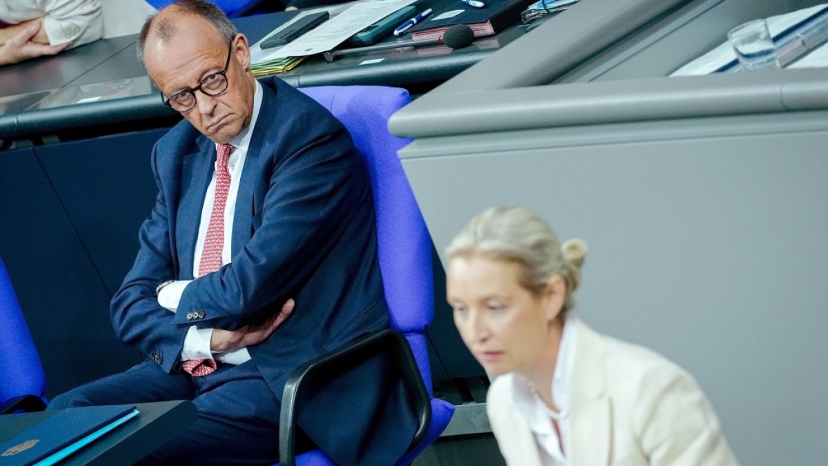 Friedrich Merz und die Union fallen in einer Umfrage hinter die AfD zurück. (Foto)