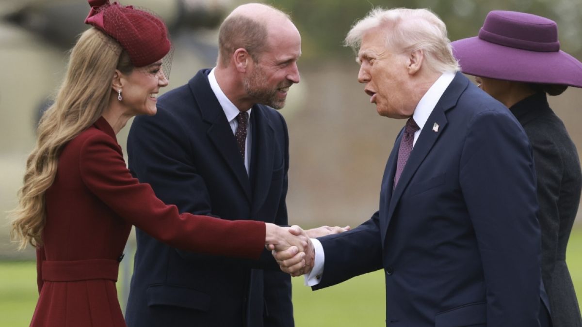 Zur Begrüßung von Donald und Melania Trump hat Prinzessin Kate ihr strahlendstes Lächeln aufgesetzt. (Foto)