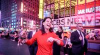 Annalena Baerbock auf dem Times Square in New York.