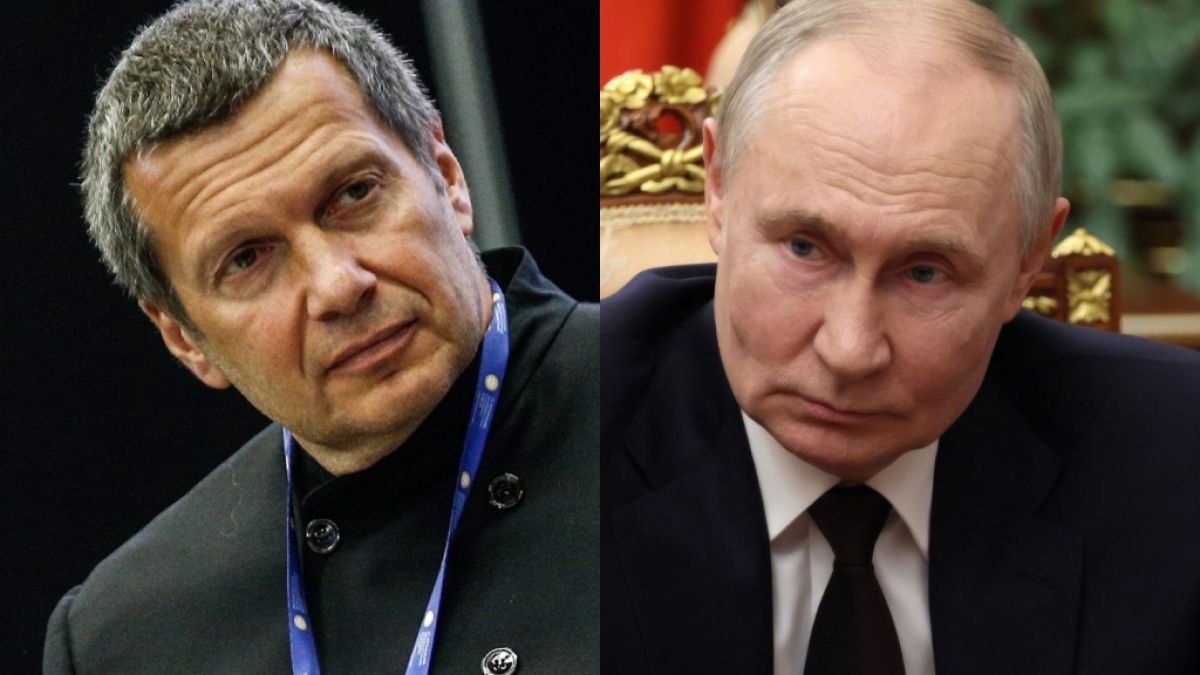 Wenn es nach Kreml-Hetzer Wladimir Solowjow (li.) geht, w&uuml;rde Wladimir Putin Europa im Allgemeinen und Gro&szlig;britannien im Speziellen umgehend angreifen und dem Erdboden gleich machen. (Foto)